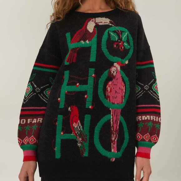 FARM Rio Sweaters - NWT FARM RIO Black Hohoho Knit Sweater, size XS
